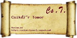 Csikár Tomor névjegykártya